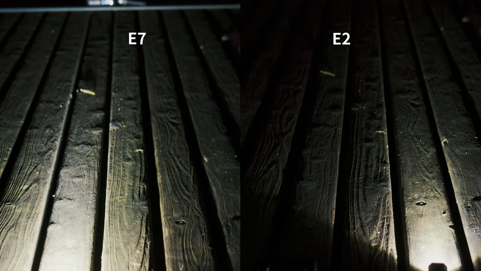 The WUBEN E7 and E2 PULSE shining on the same spot