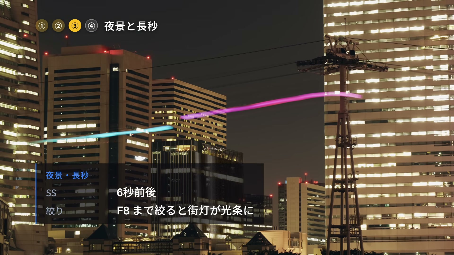 長秒露光で撮影した横浜の夜景