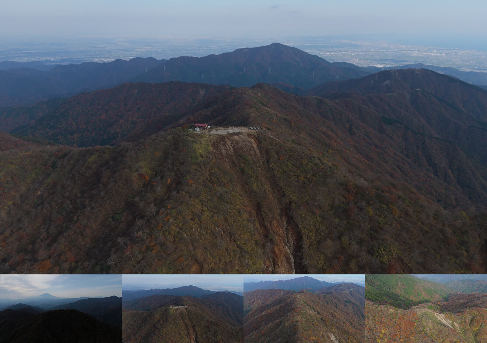 紅葉の塔ノ岳 — 空撮4本セット