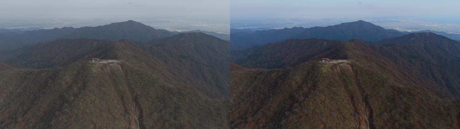 左：収録したままのD-LOG M　右：D-Log M→Rec.709のLUTを当てた状態