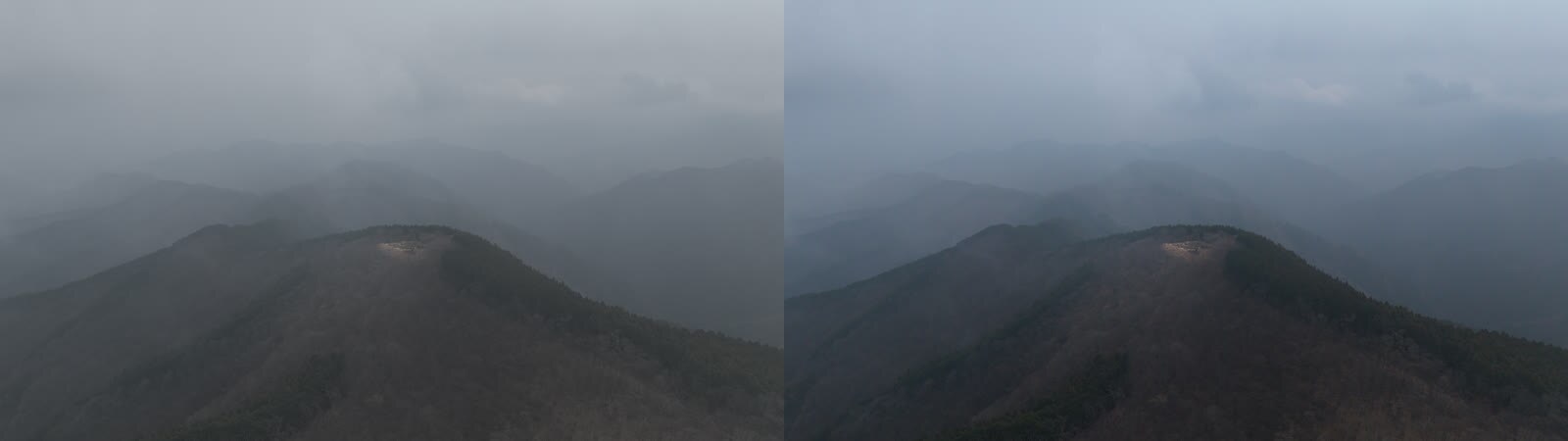 左:収録したままのD-LOG M 右:D-Log M→Rec.709のLUTを当てた状態